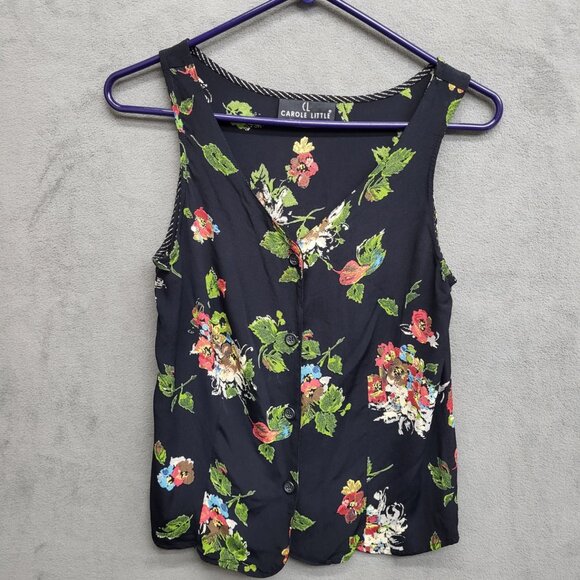 Carole Little Women's Boho Sleeveless Floral Button Down Blouse Top Size Small - Picture 1 of 5